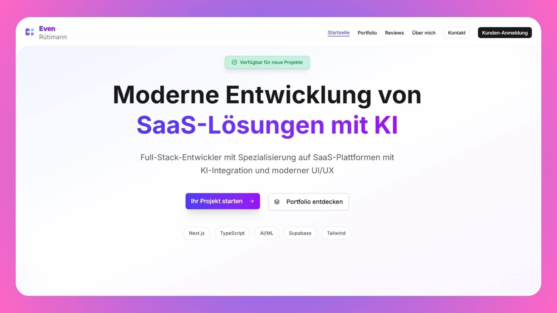 Even Rütimann – Freelancer Hub & Portfolio