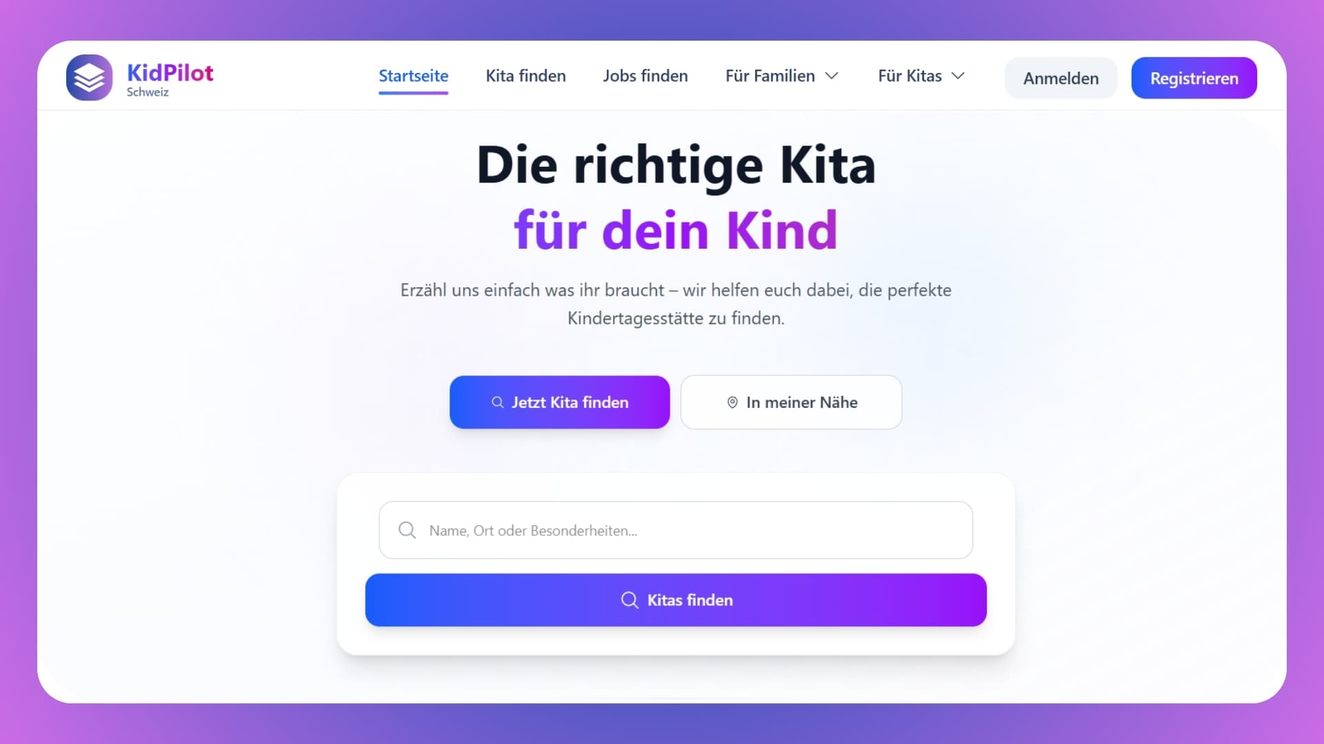 KidPilot – Digitale Plattform für die Kita-Suche